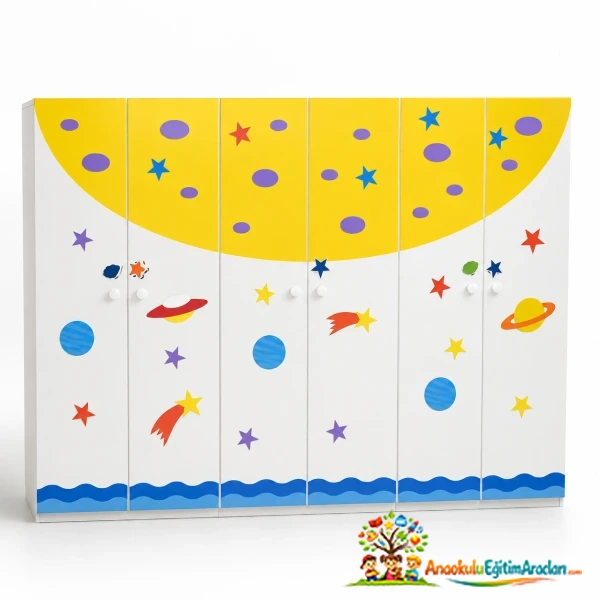 Anaokulu ve Kreşler İçin 1 Modüllü Ahşap Portmanto Vestiyer Dolabı 80x40x190 cm