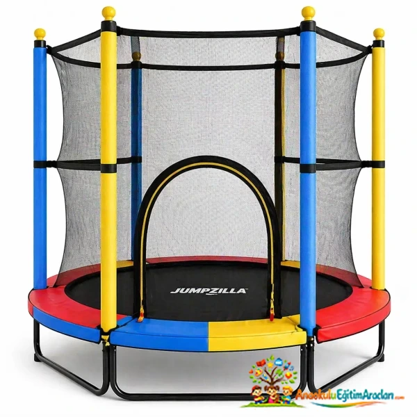 140 cm Çocuk Korumalı Fileli Trambolin (Anaokulu & Kreş Uyumlu)