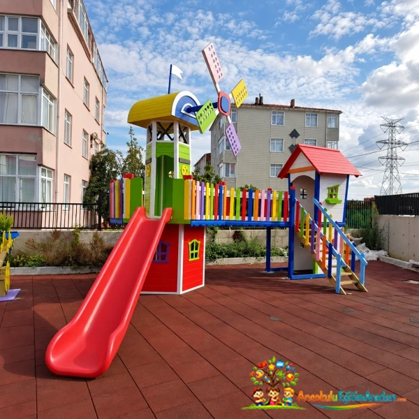 Ahşap Çocuk Oyun Parkı – 8×3 m Emprenyeli Çam Dış Mekan Oyun Grubu AHP-684