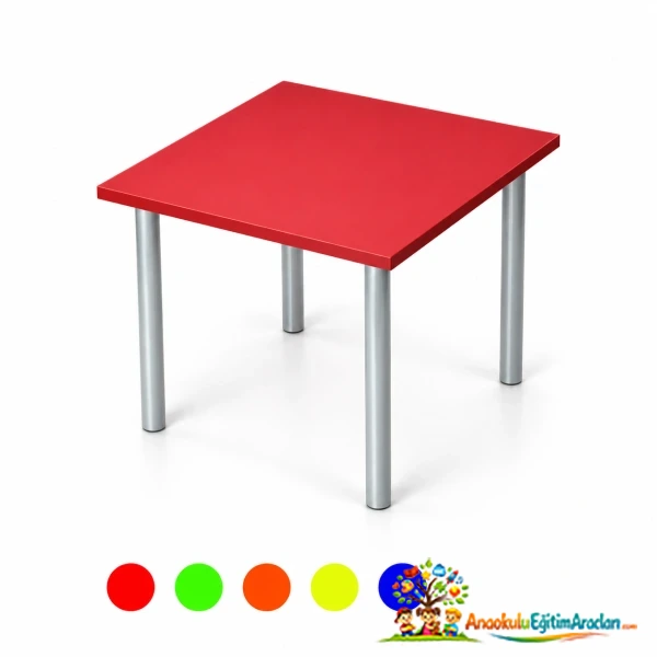 Ahşap Kare Masa – 60×60×54 cm MDF Tabla Boru Profil Ayak AKM-671