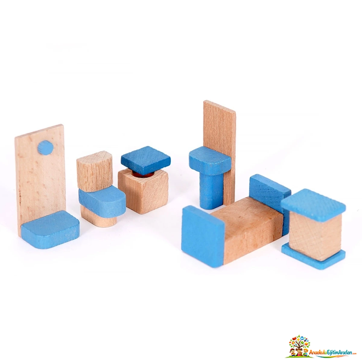 Ahşap Mini Minyatür Banyo Seti – 6,5 cm Evcilik Oyuncağı