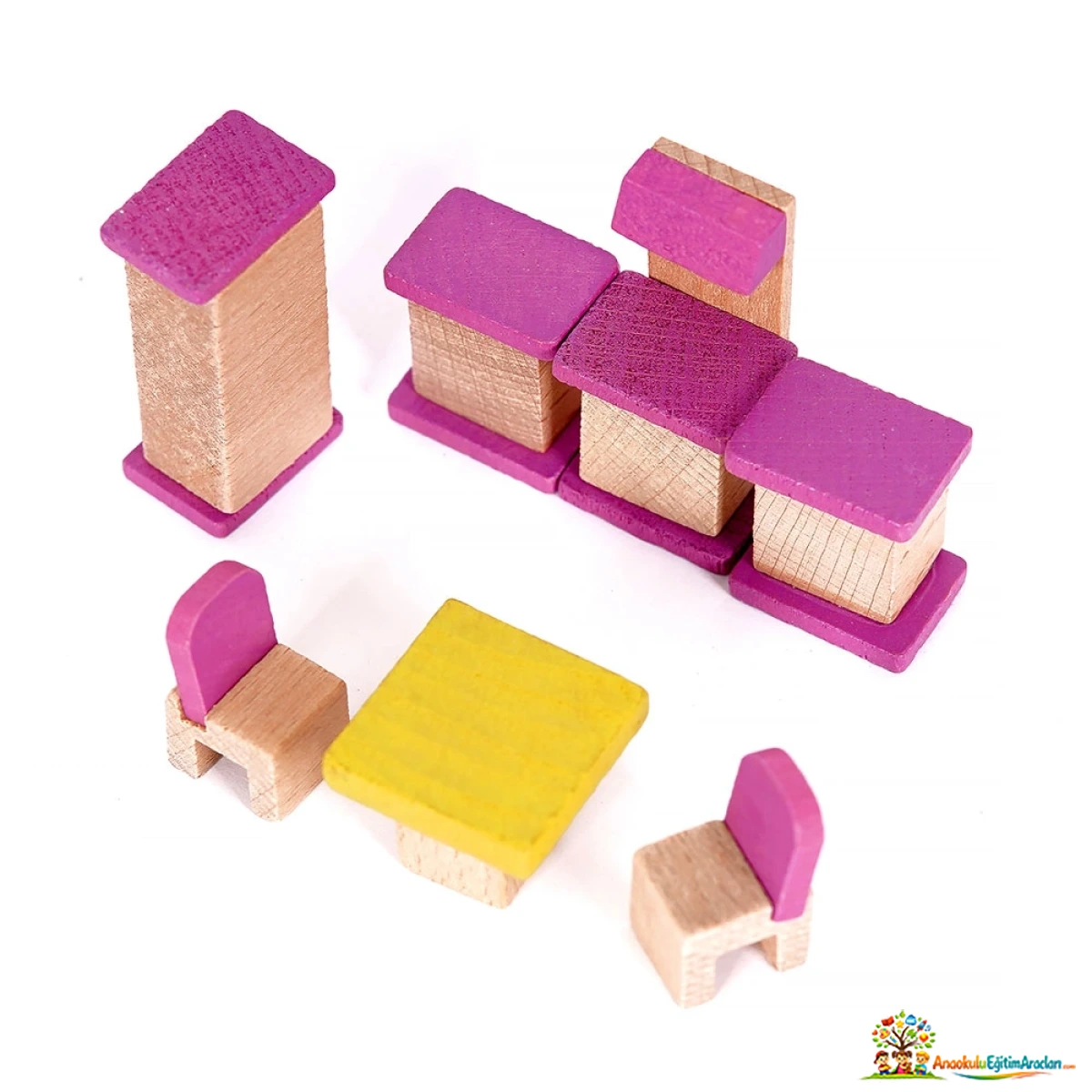 Ahşap Mini Minyatür Mutfak Seti – 6,5 cm Evcilik ve Rol Oyunu