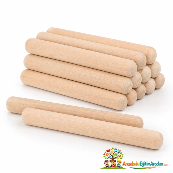 Ahşap Ritim Çubukları 1 Çift Orff Okul Öncesi Müzik Aleti