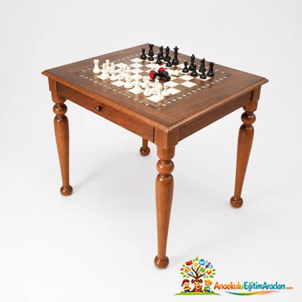 Ahşap Satranç Masası 70x85x75 cm – Anaokulu, Kreş ve Okul Satranç Alanları