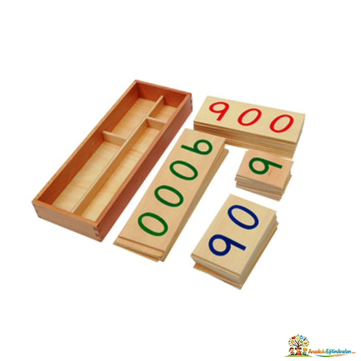 Montessori Ahşap Sayı Kartları Küçük Boy – Basamak Değeri Seti SBK-874