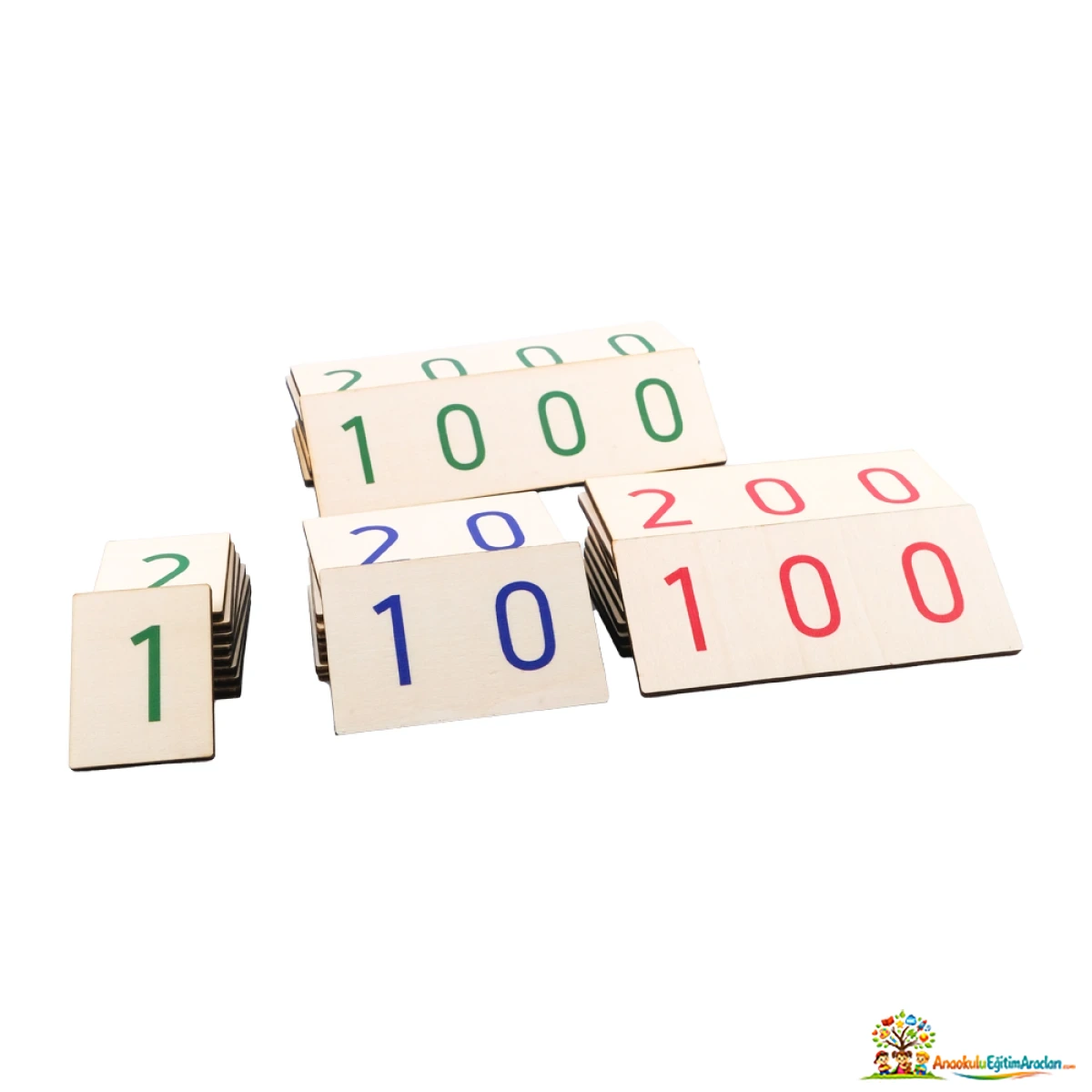 Montessori Ahşap Sayı Kartları Küçük Boy – Basamak Değeri Seti SBK-874