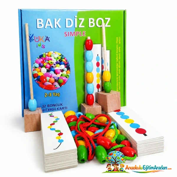 Bak Diz Boz 32 Kartlı Boncuk Dizme ve Eşleştirme Oyunu