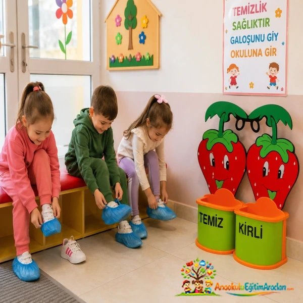 Çilek Figürlü Ahşap Galoşluk
