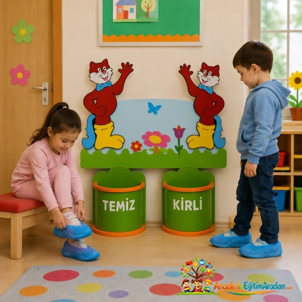 Dekoratif Figürlü Ahşap Galoşluk