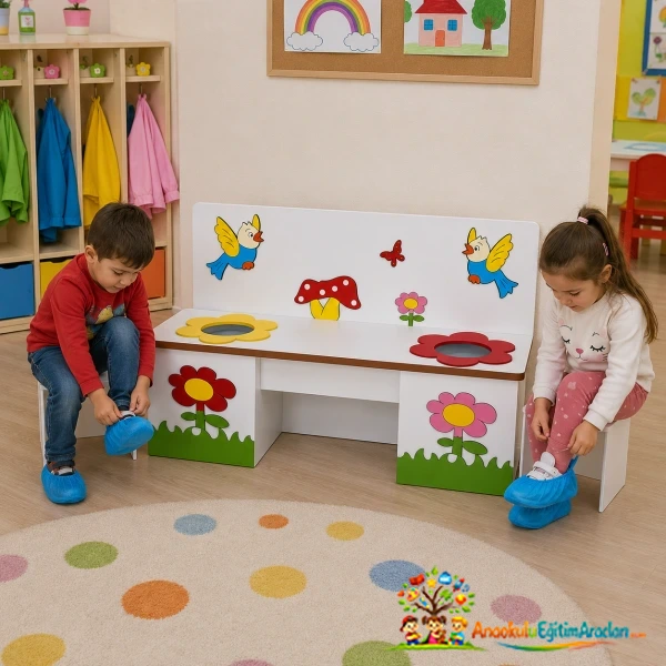 Dekoratif Galoşluklu Ahşap Bank