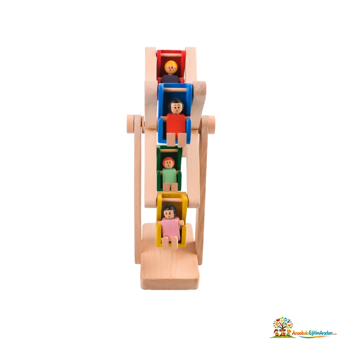 Ahşap Dönme Dolap – 4 İnsan Figürlü El Yapımı Lunapark Seti DDM-847