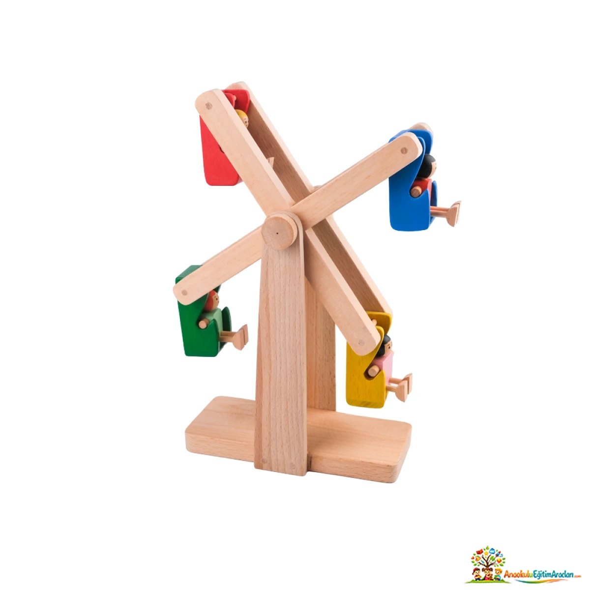 Ahşap Dönme Dolap – 4 İnsan Figürlü El Yapımı Lunapark Seti DDM-847