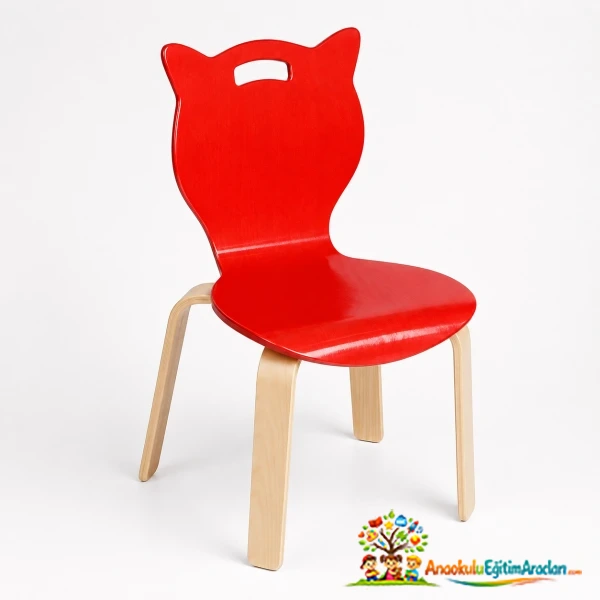 Figürlü Kayın Kontra Anaokulu Sandalyesi – Ergonomik Ahşap Çocuk Sandalyesi