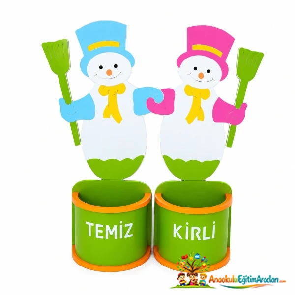 Kardan Adam Figürlü Ahşap Galoşluk