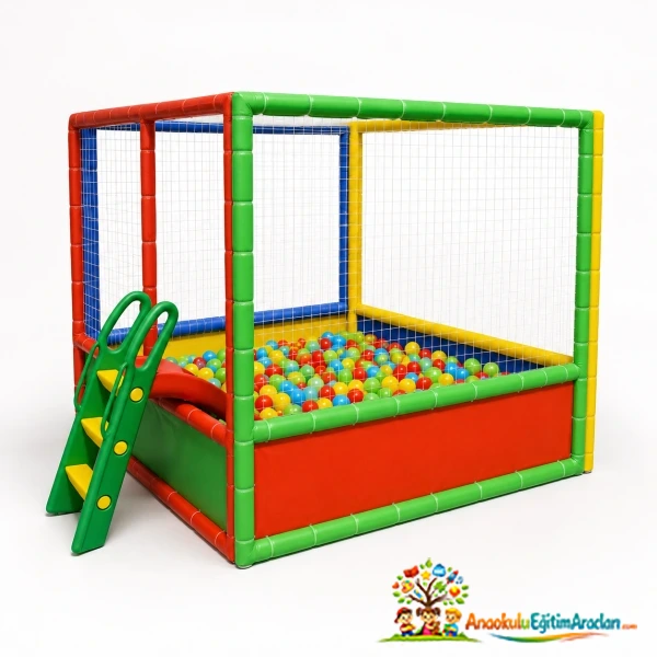 Kreş ve Anaokulları İçin Kaydıraklı Top Havuzu 200x200x200 cm