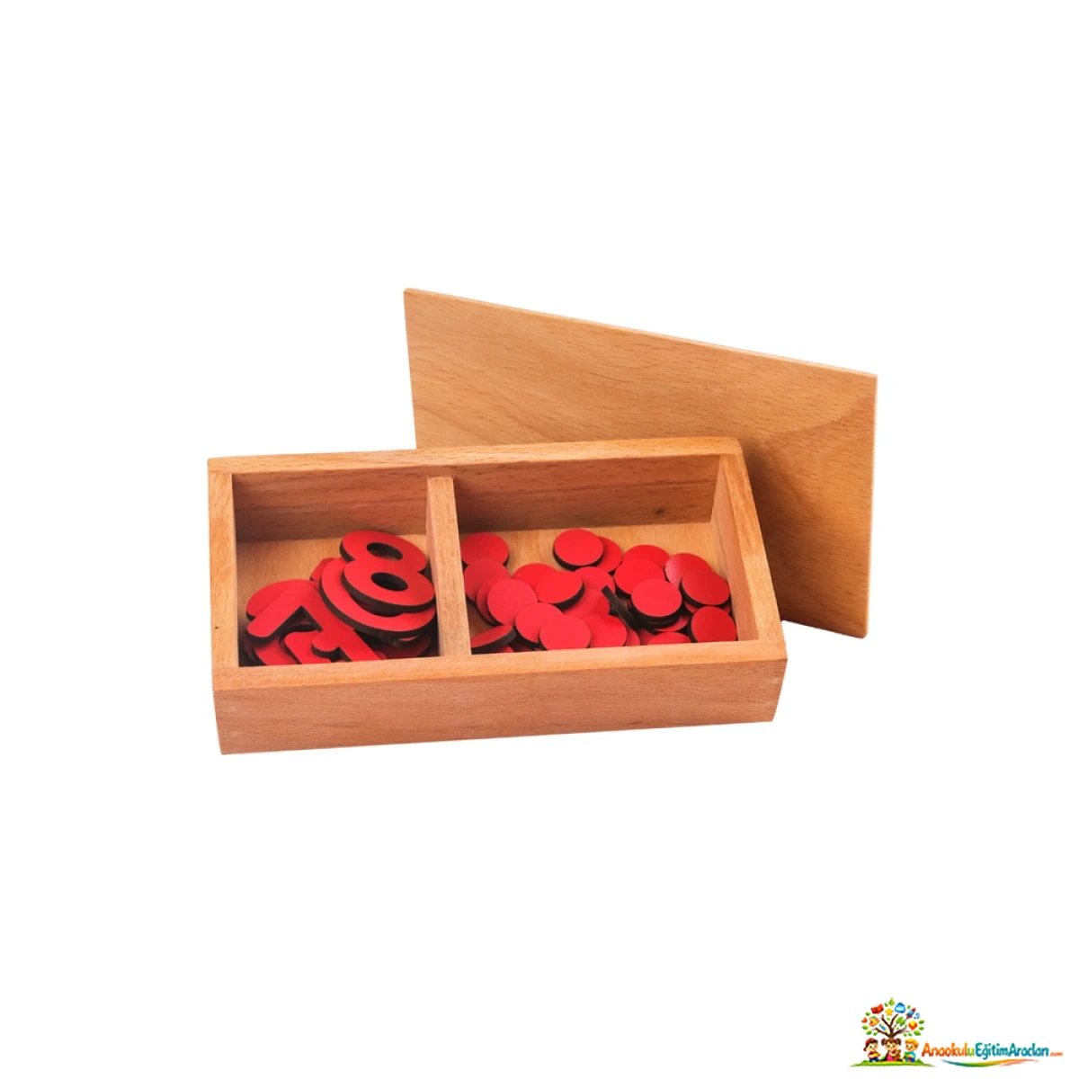 Montessori Kesme Rakam ve Çipler – 0-9 Rakamlar ve 45 Çipli Matematik Materyali KRC-825