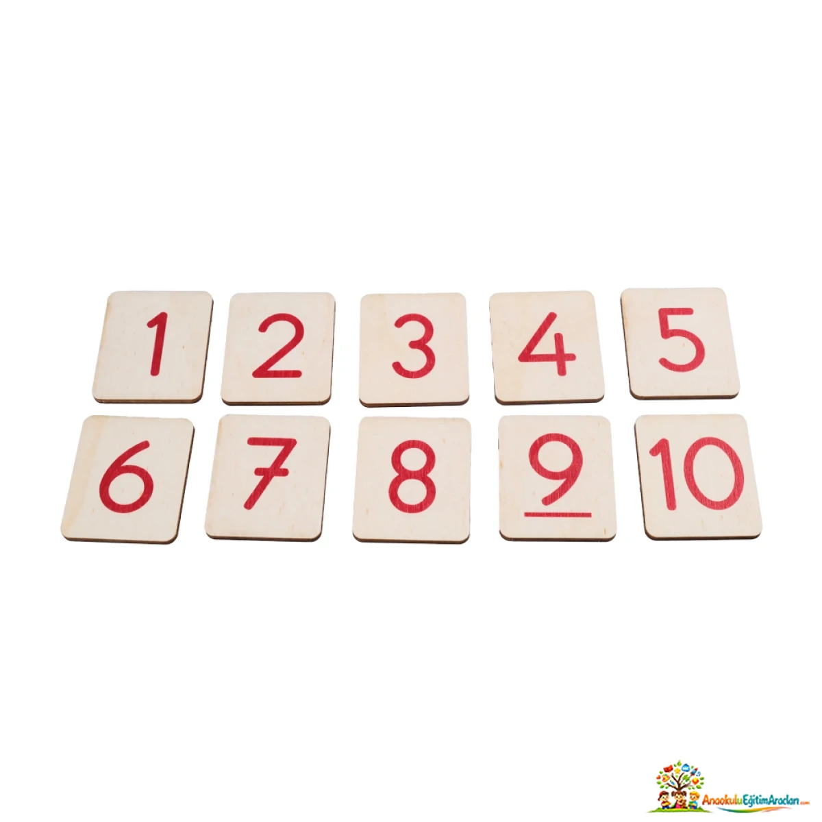 Montessori Kırmızı-Mavi Çubuk Sayı Kartları 1-10 – Ahşap Matematik Materyali KMS-824