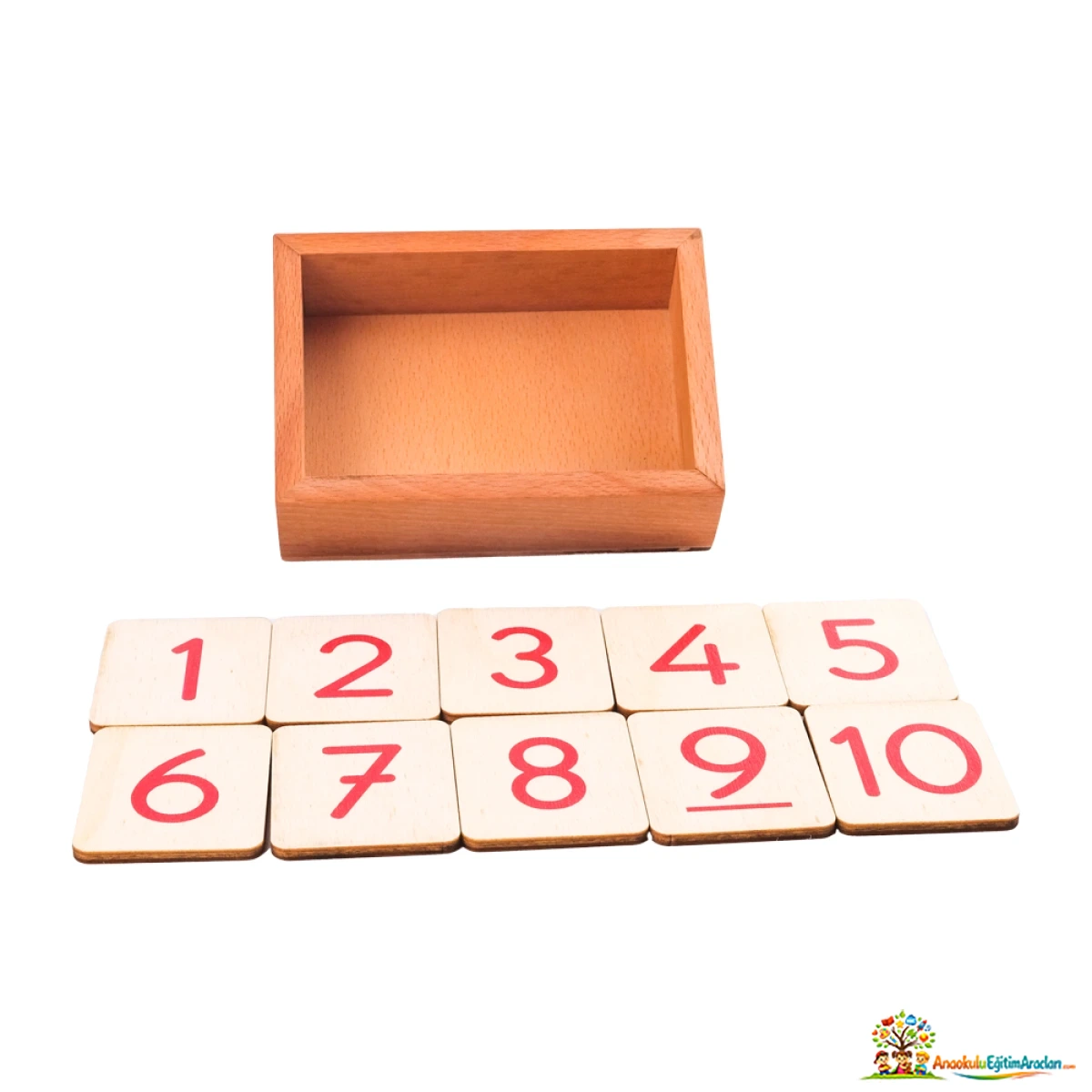 Montessori Kırmızı-Mavi Çubuk Sayı Kartları 1-10 – Ahşap Matematik Materyali KMS-824