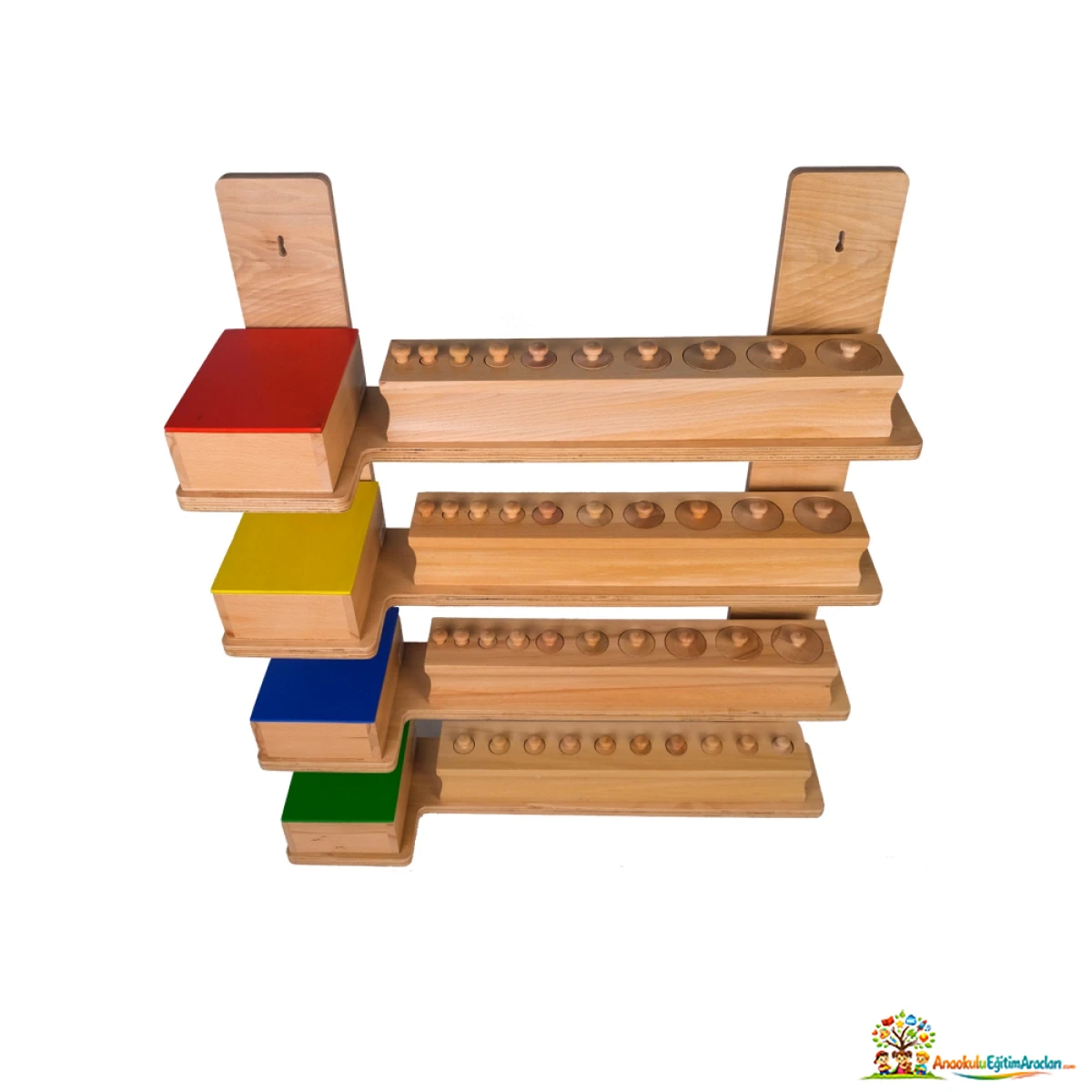 Montessori Kulplu ve Kulpsuz Silindir Standı – Ahşap Düzenleme Standı KSS-761