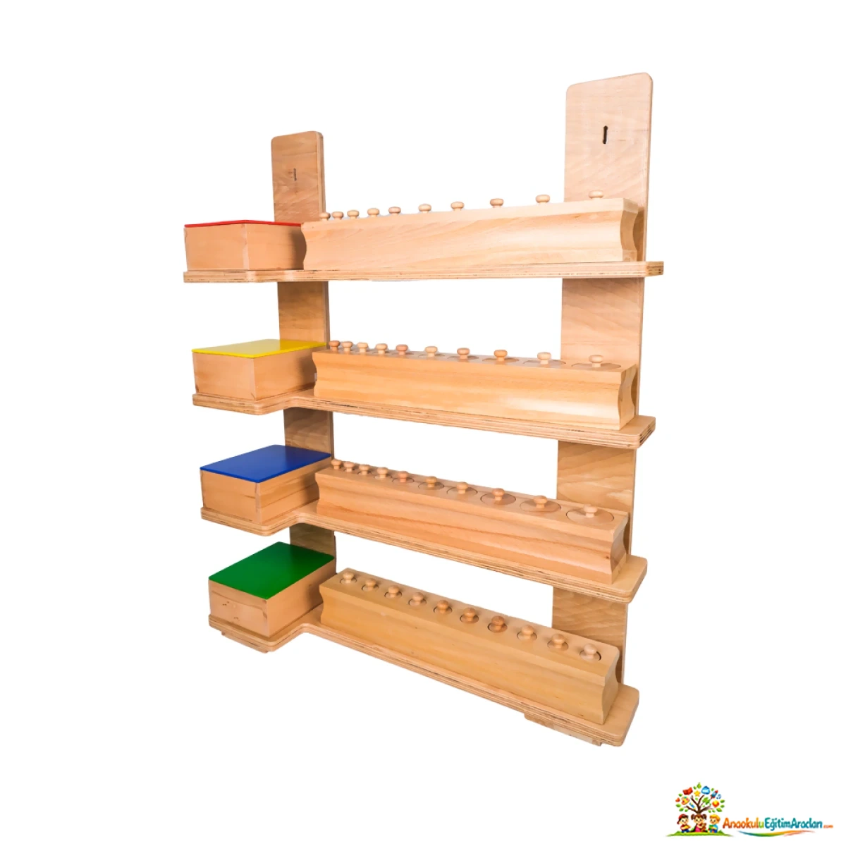 Montessori Kulplu ve Kulpsuz Silindir Standı – Ahşap Düzenleme Standı KSS-761