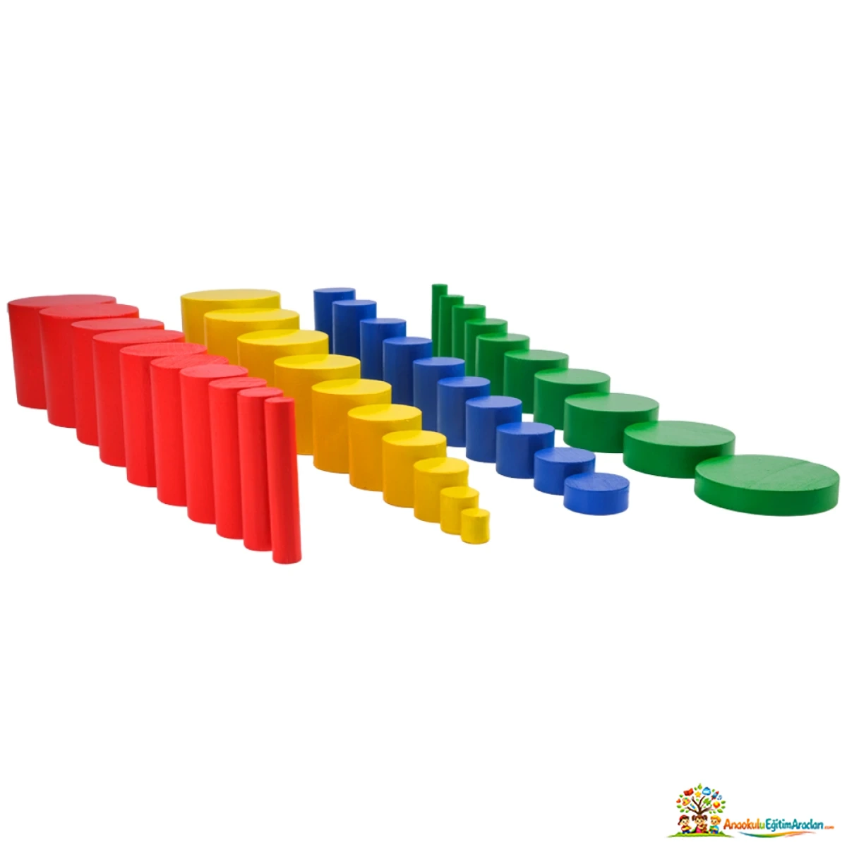 Montessori Kulpsuz Silindirler – 40 Parça 4 Renk Duyu Seti KZD-614