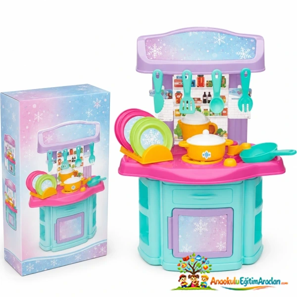 Lisanslı Frozen Oyuncak Mutfak Seti 16 Parça 58 cm