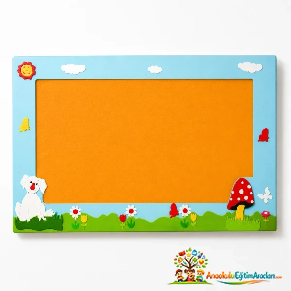 Mantar Figürlü Ahşap Anaokulu Panosu 135x100 cm
