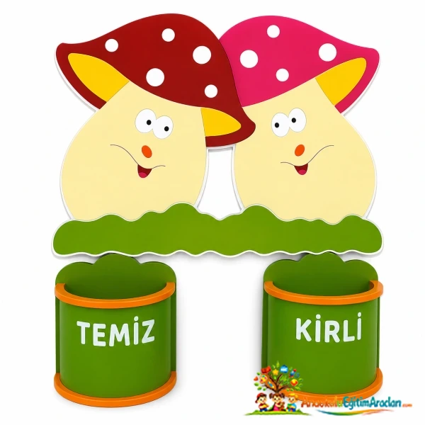 Mantar Figürlü Ahşap Galoşluk