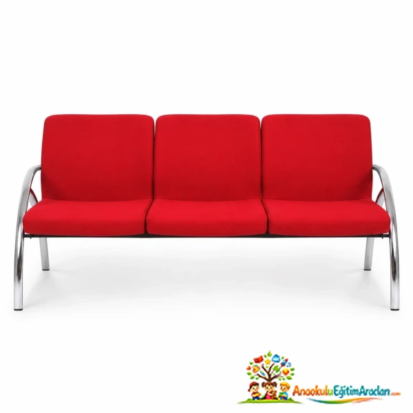 Anaokulu ve Kreş İçin Metal Ayaklı 3’lü Bekleme Koltuğu 150x60x80 cm