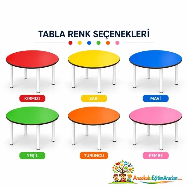 Metal Ayaklı Yuvarlak Masa 90 cm Çap × 54 cm – MDF Tabla YVM-731