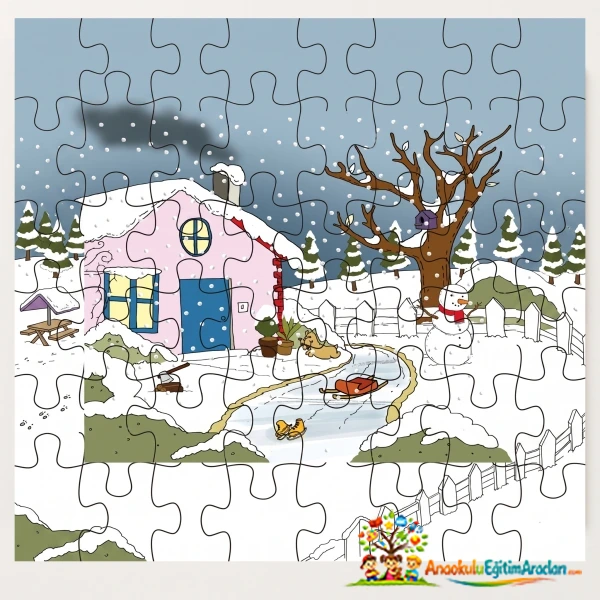 Mevsimler Puzzle Kış 48 Parça – Eğitici Okul Öncesi Yapboz