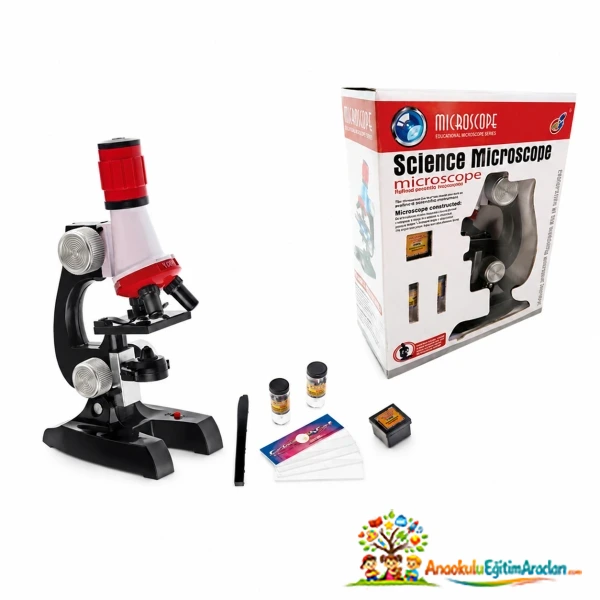 100X 200X 300X Büyütmeli Eğitici Çocuk Mikroskop Seti