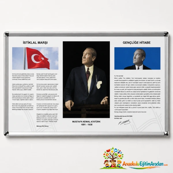 Milli Levha Seti 3’lü Alüminyum Çerçeve 50x90 cm