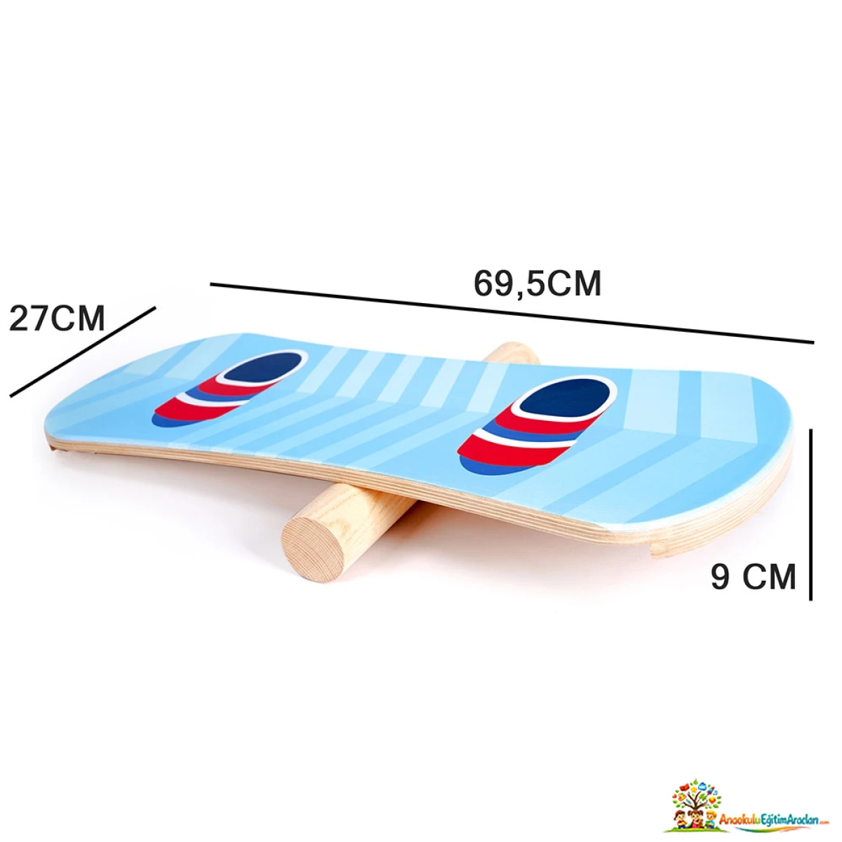 Montessori Ahşap Silindirli Denge Tahtası – 70 x 29 cm Balance Board SDB-684