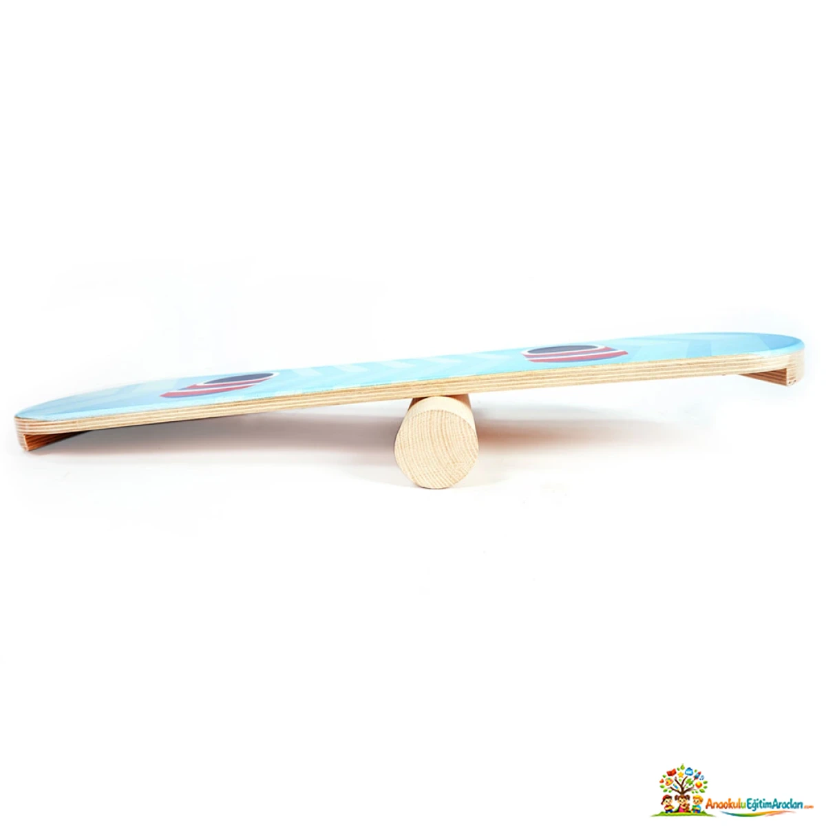 Montessori Ahşap Silindirli Denge Tahtası – 70 x 29 cm Balance Board SDB-684