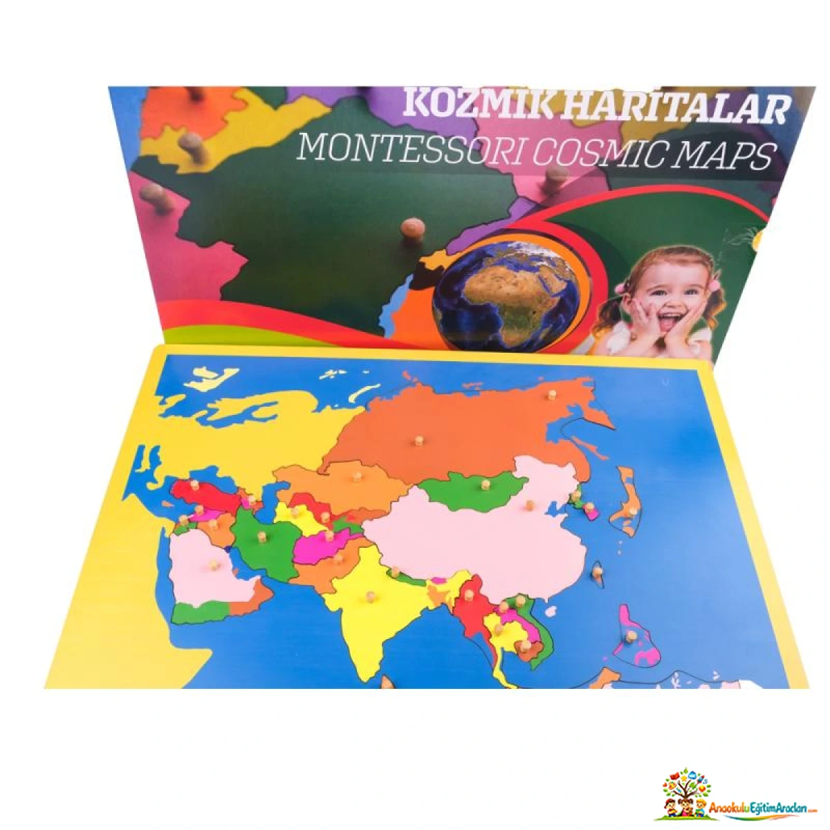 Montessori Asya Kıtası Haritası Puzzle – Ülkeler ve Coğrafya Materyali AKT-806