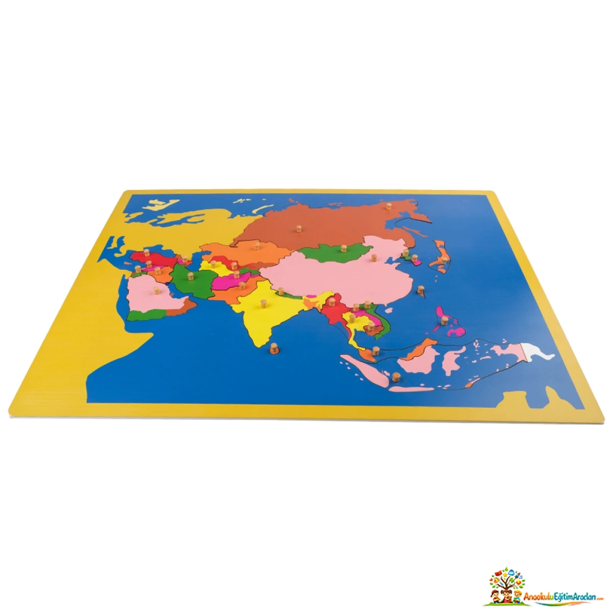 Montessori Asya Kıtası Haritası Puzzle – Ülkeler ve Coğrafya Materyali AKT-806