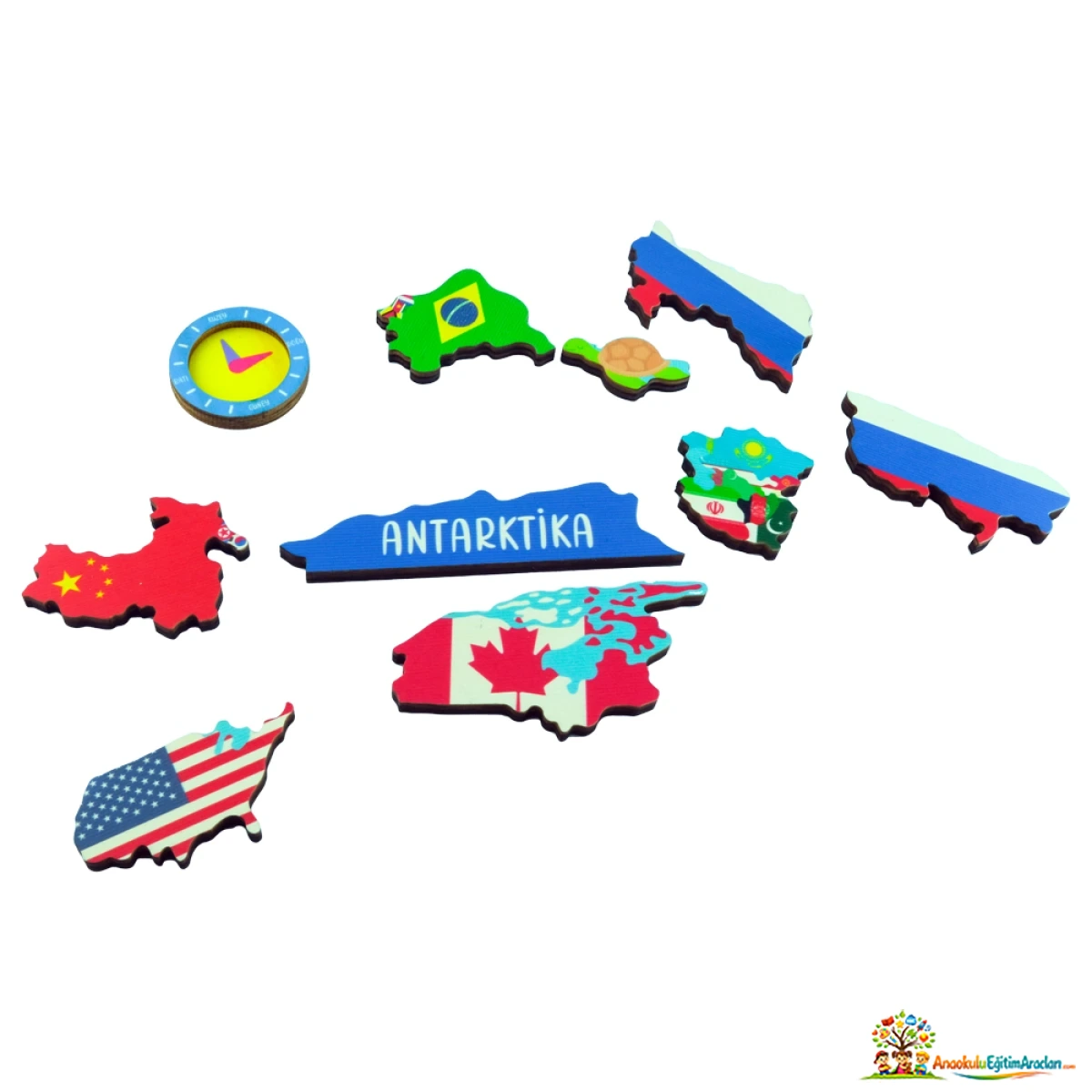 Montessori Bayraklı Ülke Puzzle – Ülke ve Bayrak Eşleştirme Yapbozu BUP-731