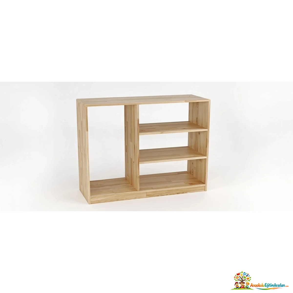 Montessori Duyu ve Etkinlik Dolabı – 115x85x35 cm Açık Raflı Ahşap Dolap
