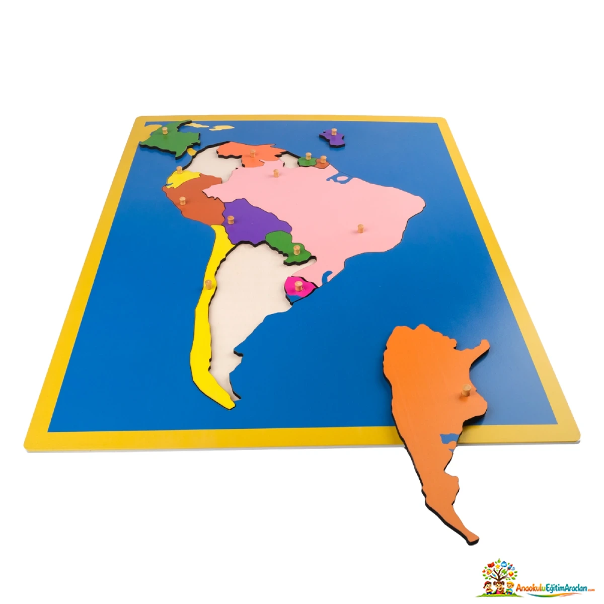 Montessori Güney Amerika Haritası Puzzle – Ülkeler ve Kozmik Eğitim Materyali GAP-572