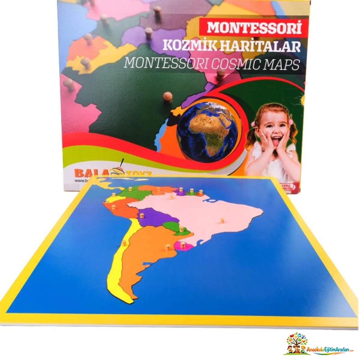 Montessori Güney Amerika Haritası Puzzle – Ülkeler ve Kozmik Eğitim Materyali GAP-572