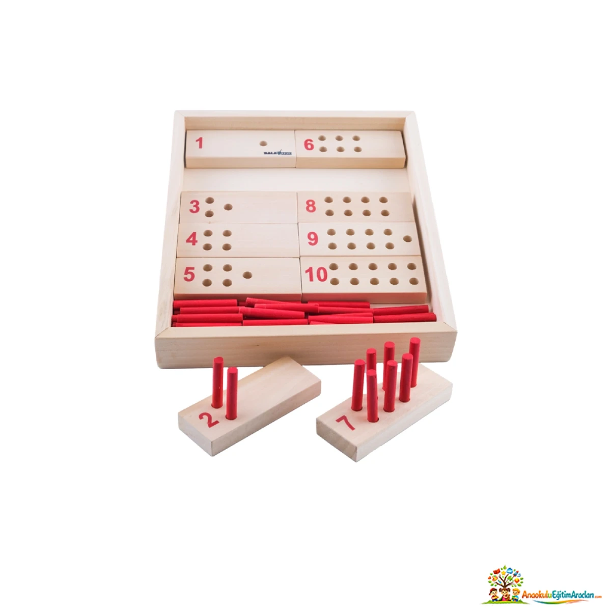 Montessori Kırmızı Sayı Çubukları – 1-10 Sembol-Miktar Eşleştirme Seti KSC-918