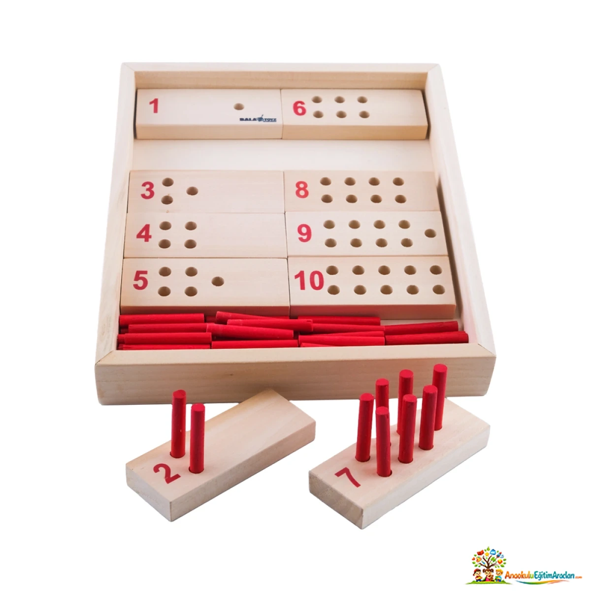 Montessori Kırmızı Sayı Çubukları – 1-10 Sembol-Miktar Eşleştirme Seti KSC-918