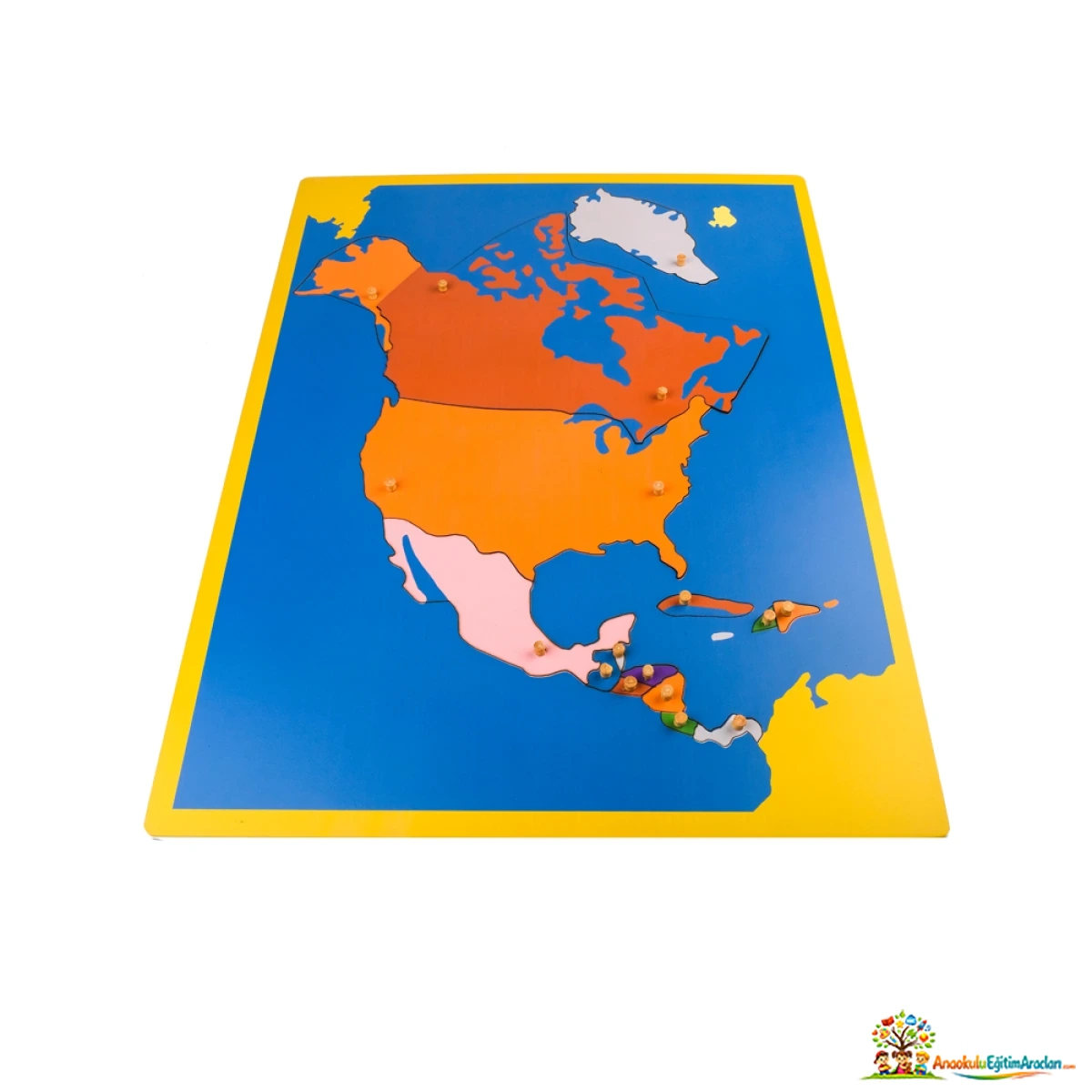 Montessori Kuzey Amerika Haritası Puzzle – Ülkeler ve Kozmik Eğitim Materyali KAP-638
