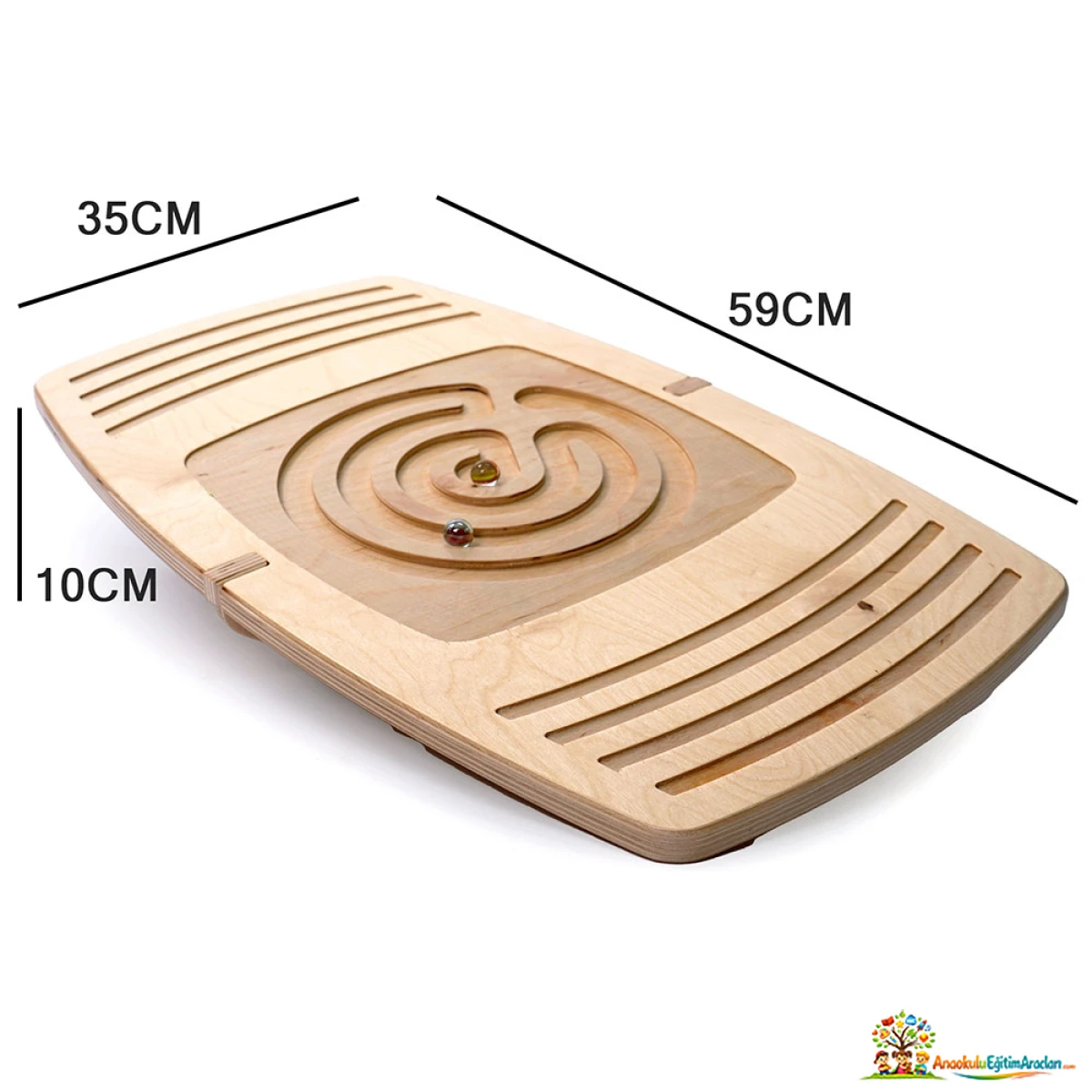 Montessori Misket Takipli Denge Tahtası – Masif Ahşap 50 x 36 cm MMD-641