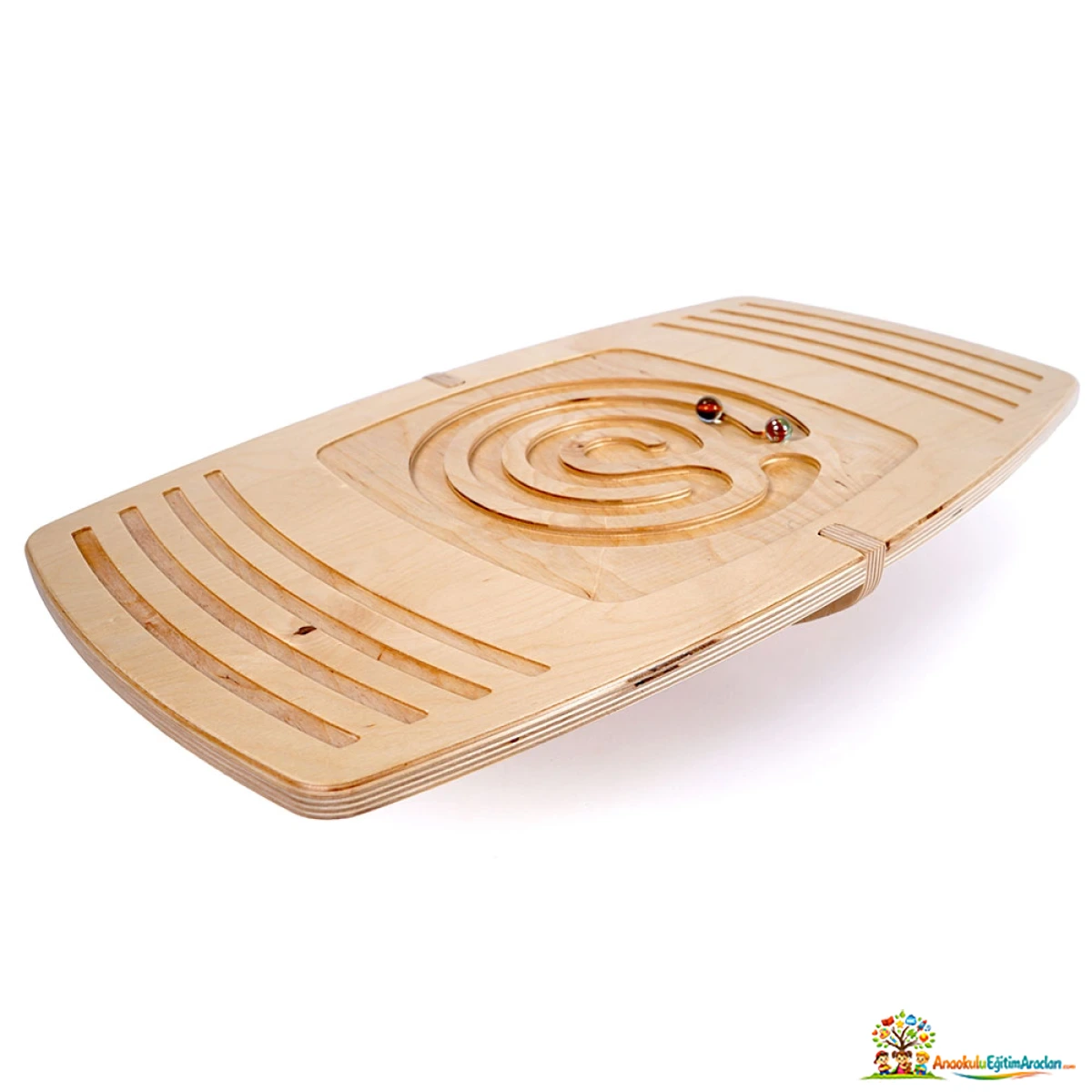 Montessori Misket Takipli Denge Tahtası – Masif Ahşap 50 x 36 cm MMD-641