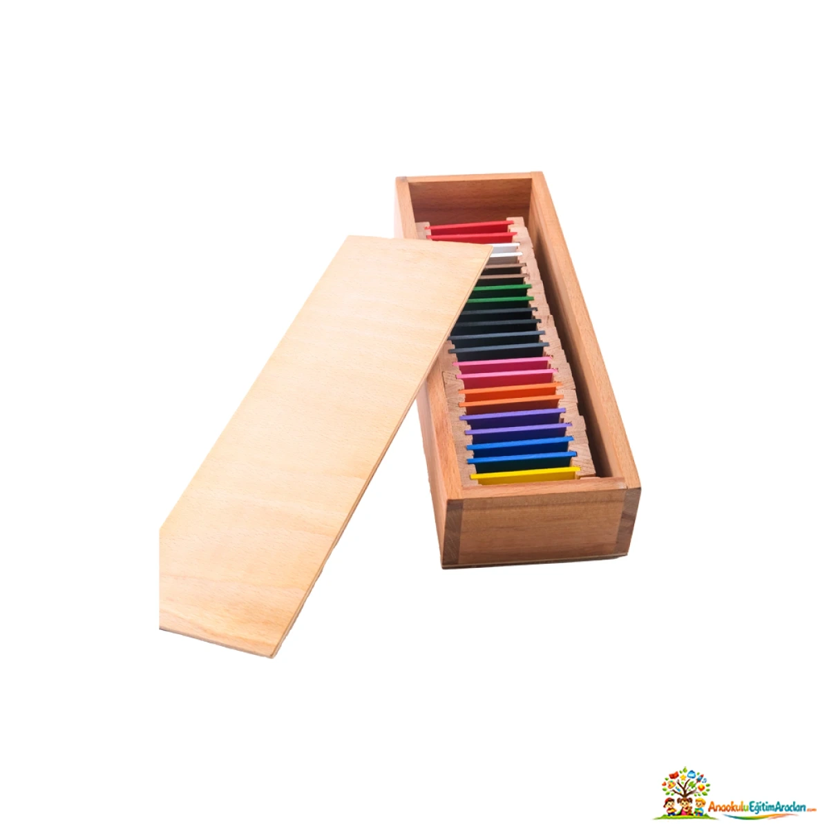 Montessori Renkli Tabletler İkinci Kutu – Renk Eşleştirme ve Duyu Materyali RTI-674