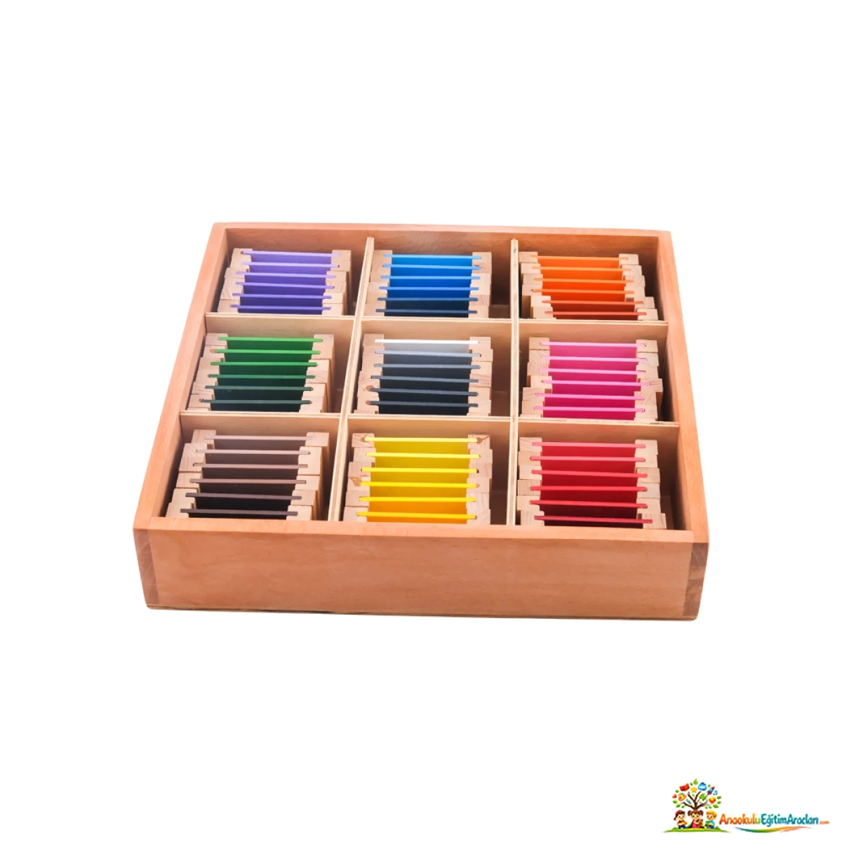 Montessori Renkli Tabletler Üçüncü Kutu – 63 Parça Renk Tonu Duyu Materyali RTU-936