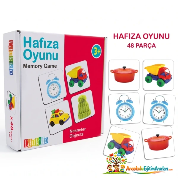 Nesnelerle Hafıza Oyunu 48 Parça – 24 Görselli Eğitici Eşleştirme Seti