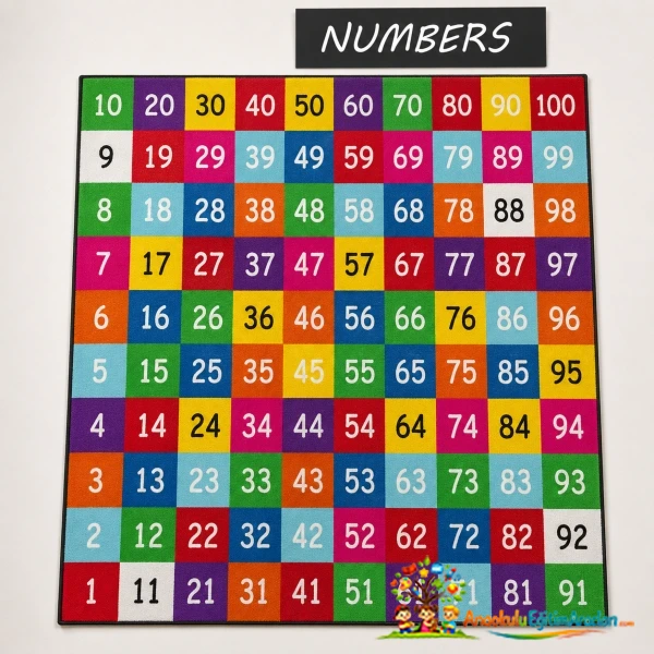Kaymaz Taban Yıkanabilir Numbers Sayılar Öğrenme Eğitici Anaokulu Sınıf Halısı